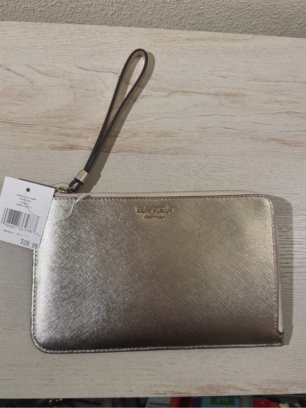✨ Kate Spade New York Medium L-Zip Wristlet | Metallic Blush | Style #WLRU5435